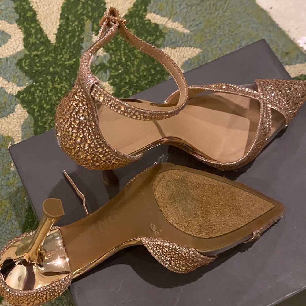 INC Women's Rose Gold Beaded Pointed-Toe Ankle-Strap Heels - Picture 2 of 5